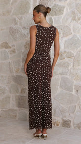 Janika Maxi Skirt - Chocolate/White Polka Dot