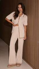 Shaylie Wide Leg Pants - Beige