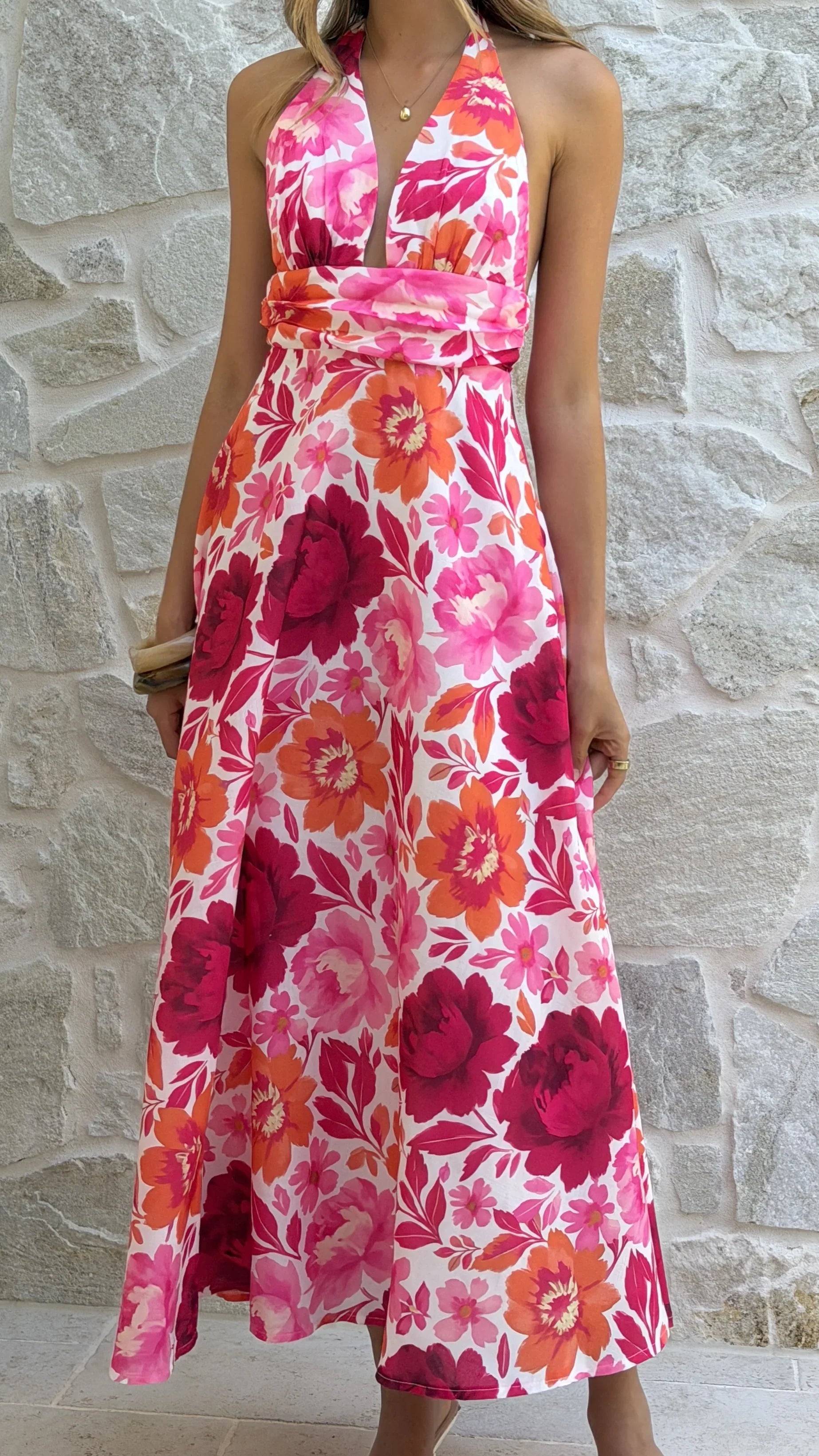 Anara Maxi Dress - Pink Floral