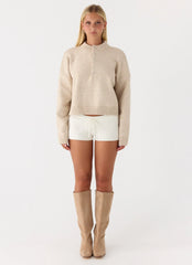 Cornelia Button Up Jumper - Oatmeal