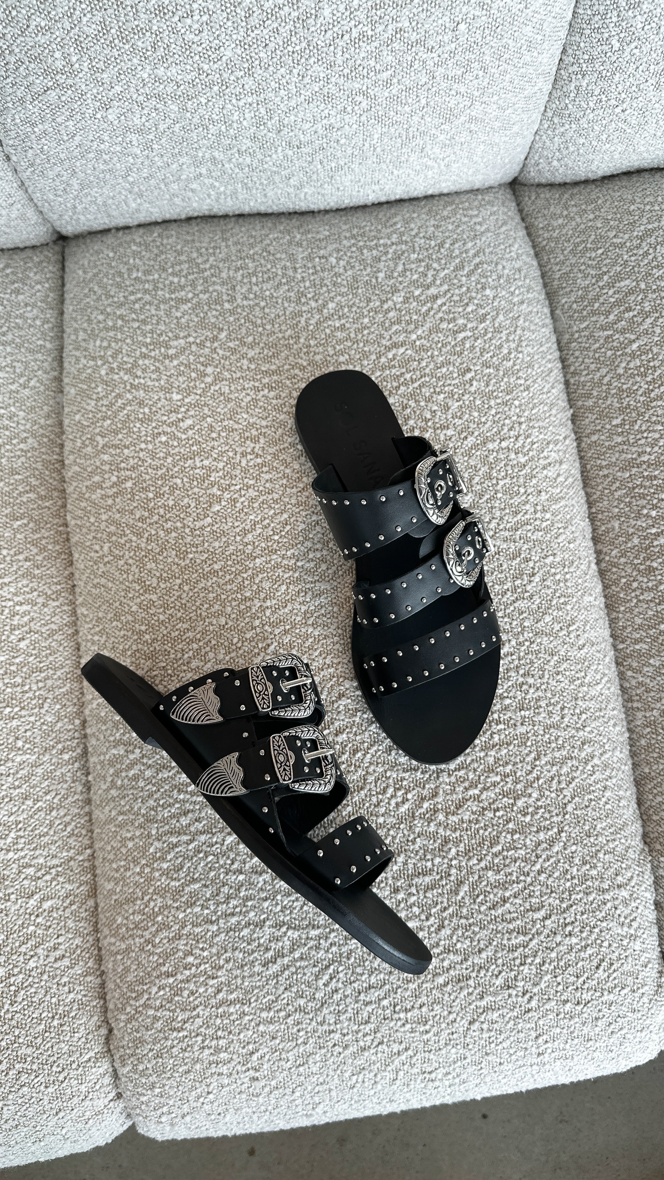 Sol Sana Eastwood Stud Slide - Black / Silver
