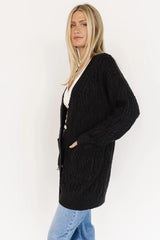 Alberta Cable Knit Cardigan | Black