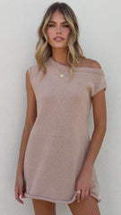 Robin Off Shoulder Mini Dress - Taupe