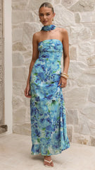 Mariposa Maxi Dress - Blue Floral