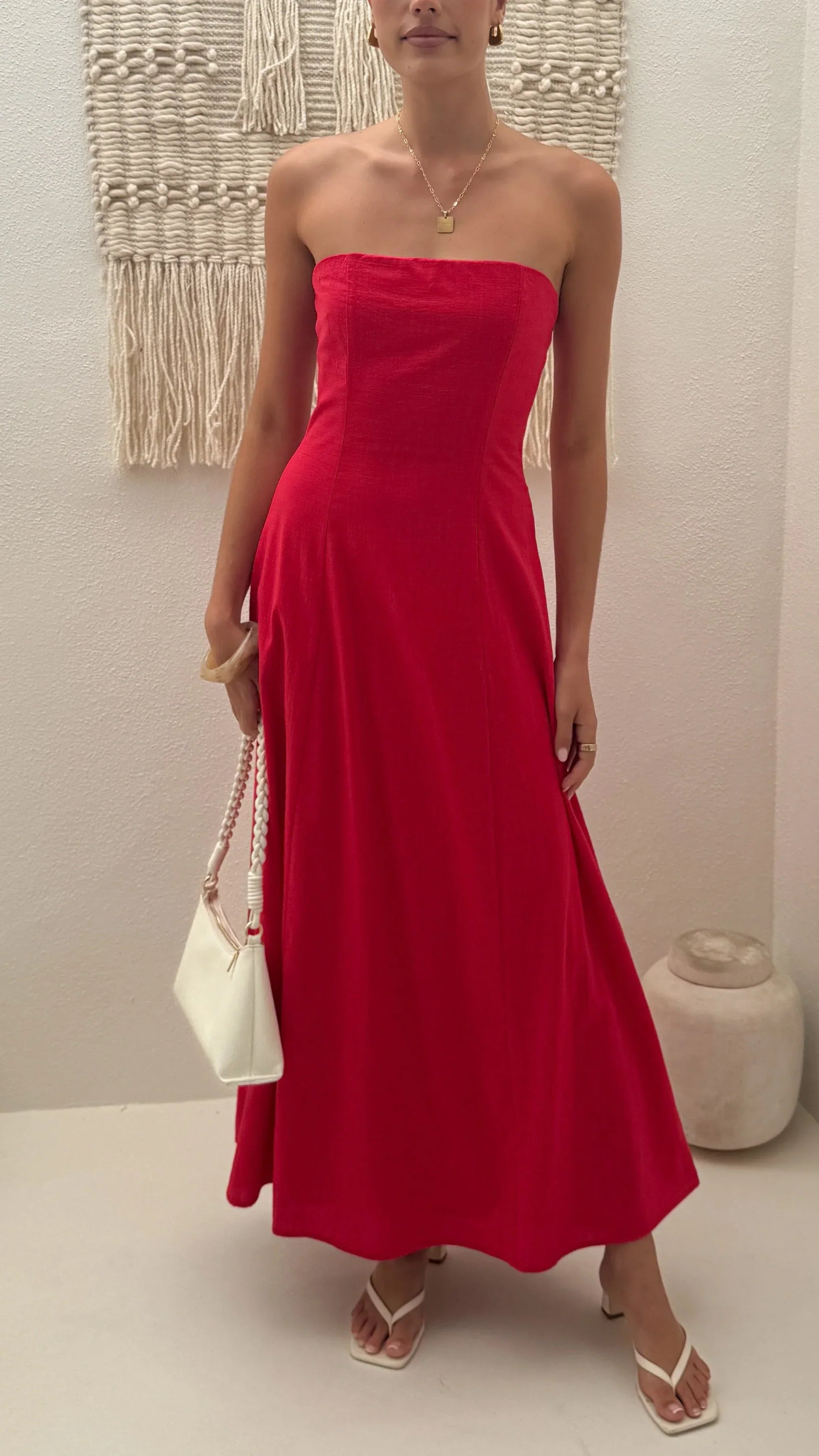 Astrid Strapless Maxi Dress - Red